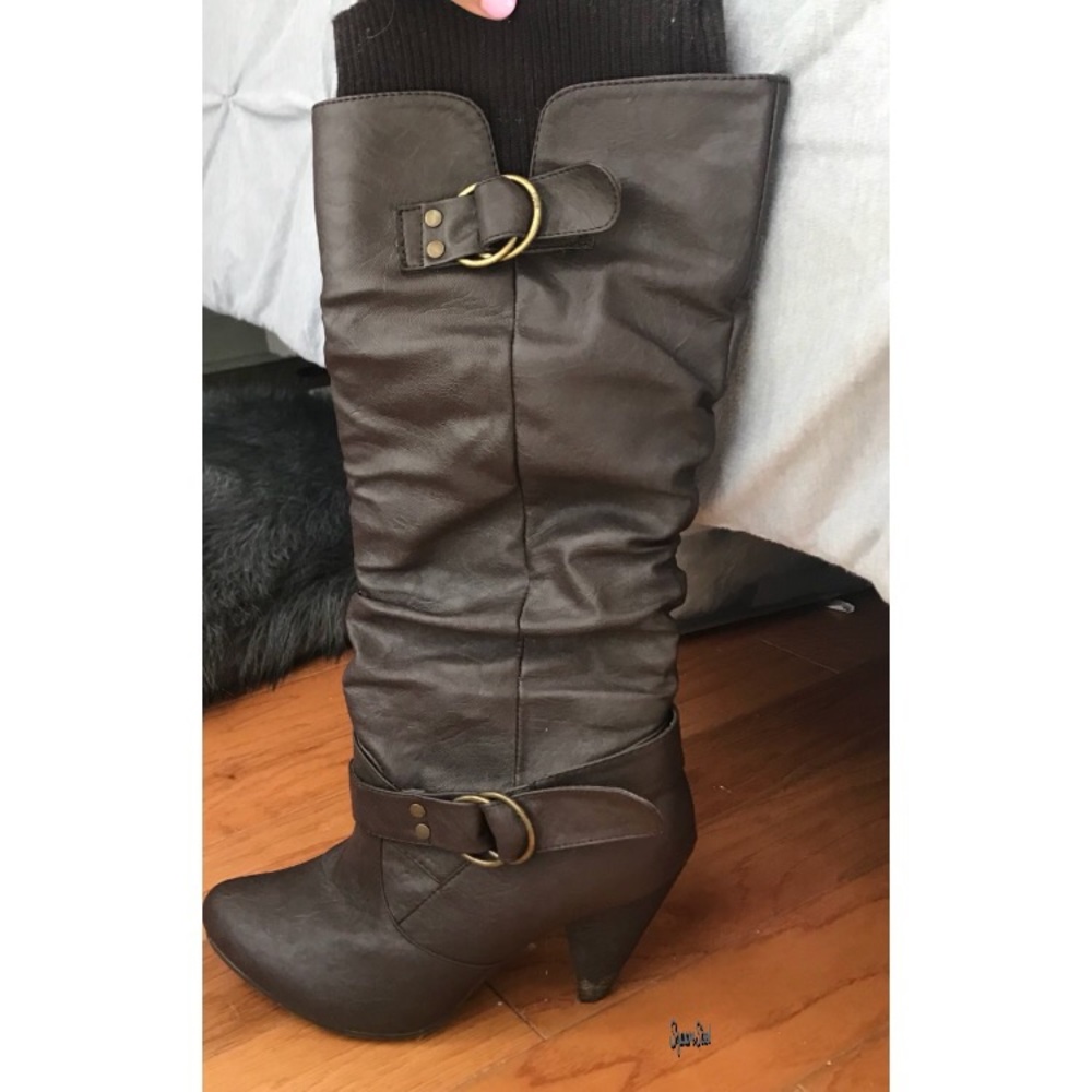 Tall Heeled Leather Boots